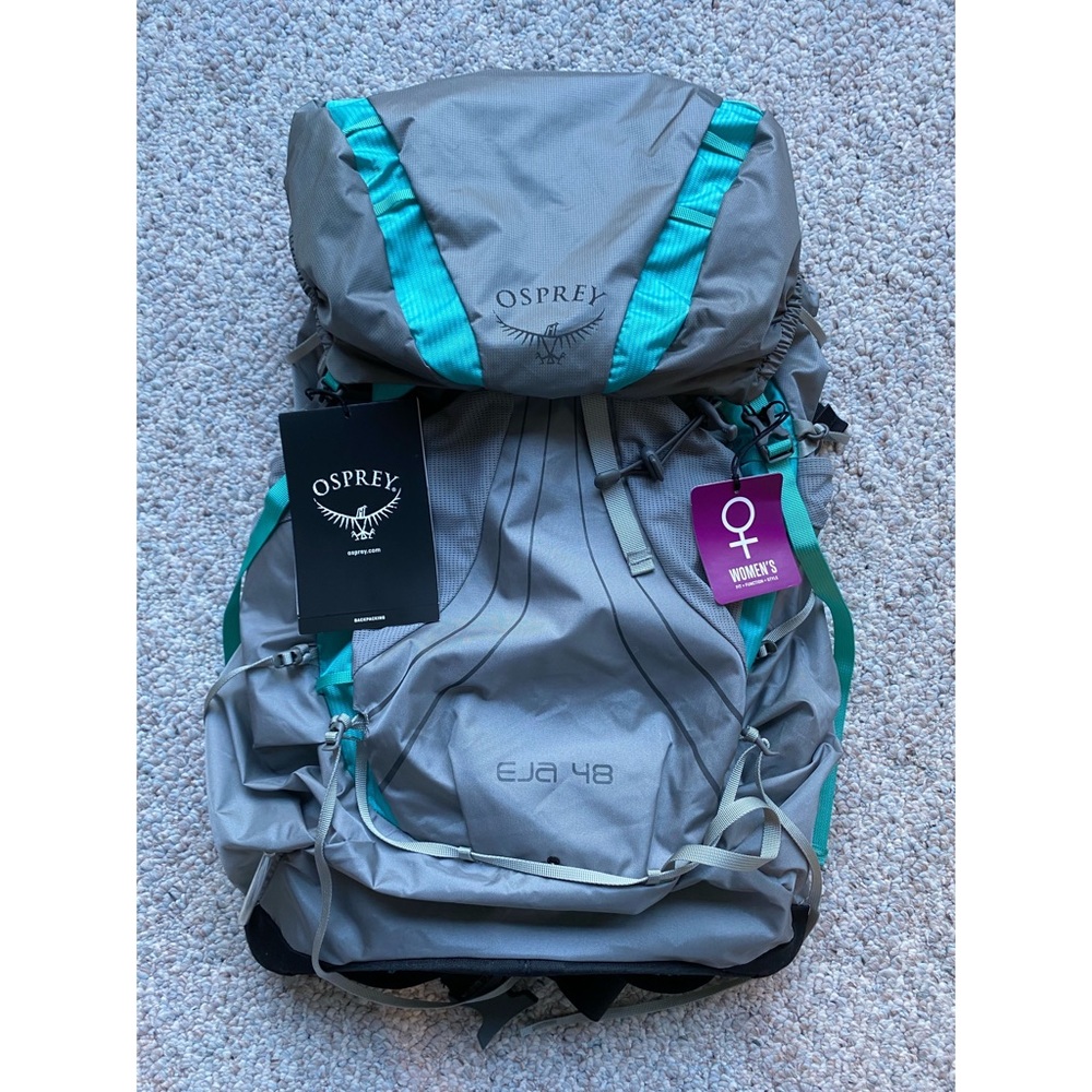 NWT OSPREY Eja 48 Backpack, Moonglade Grey, WXS